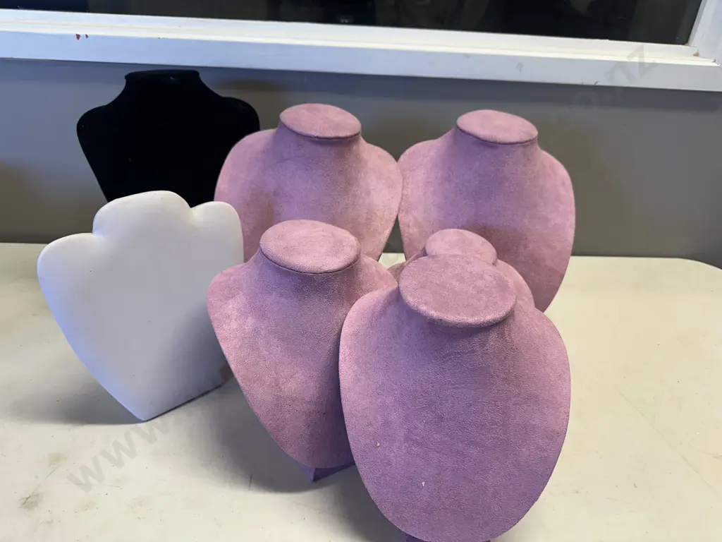 Assorted Jewellery Display Busts - Black, White, Purple Image 1++