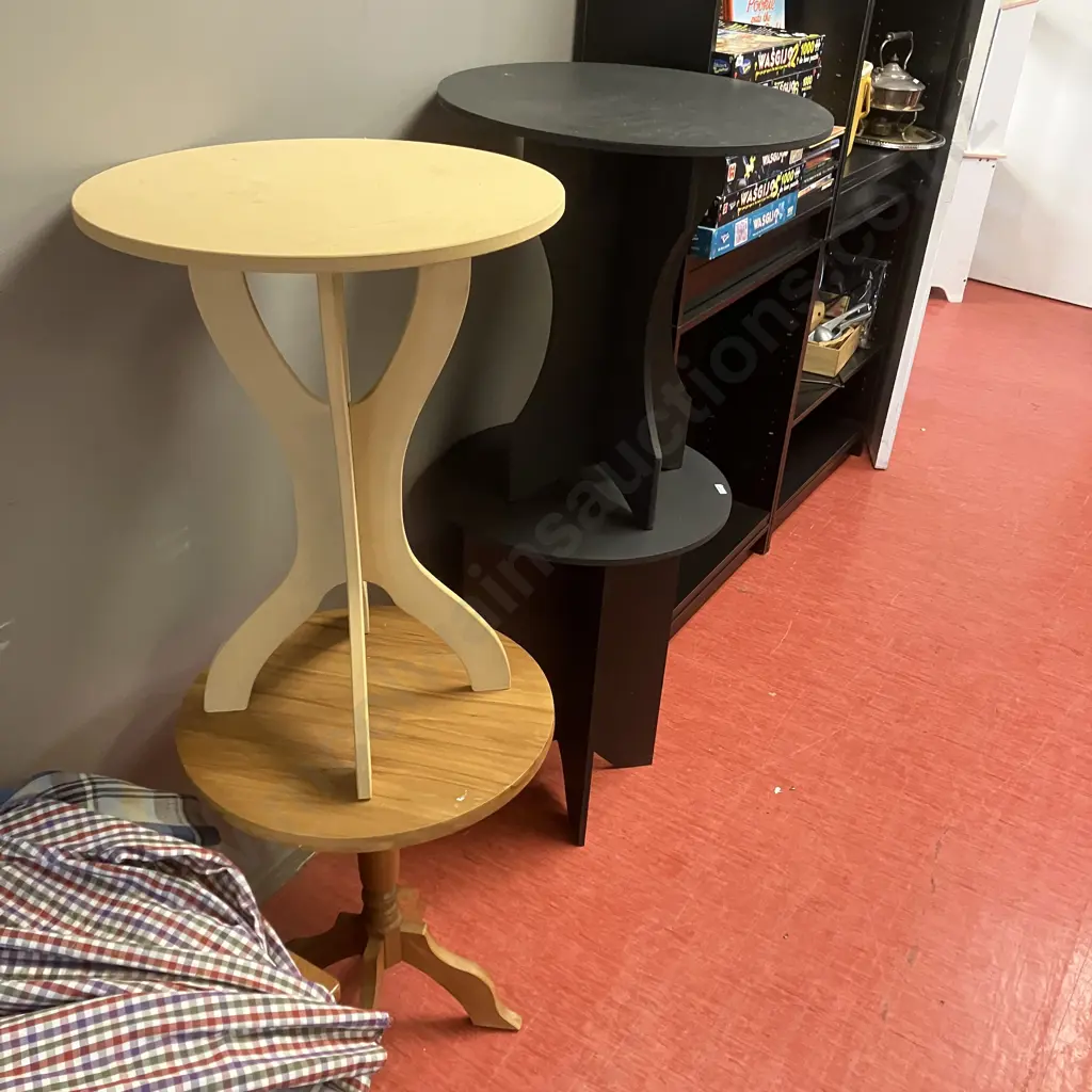 Two x Black Petticoat Tables. 62 x 56 & 65 x 50cm With Two Other Round Top Tables Image 1++