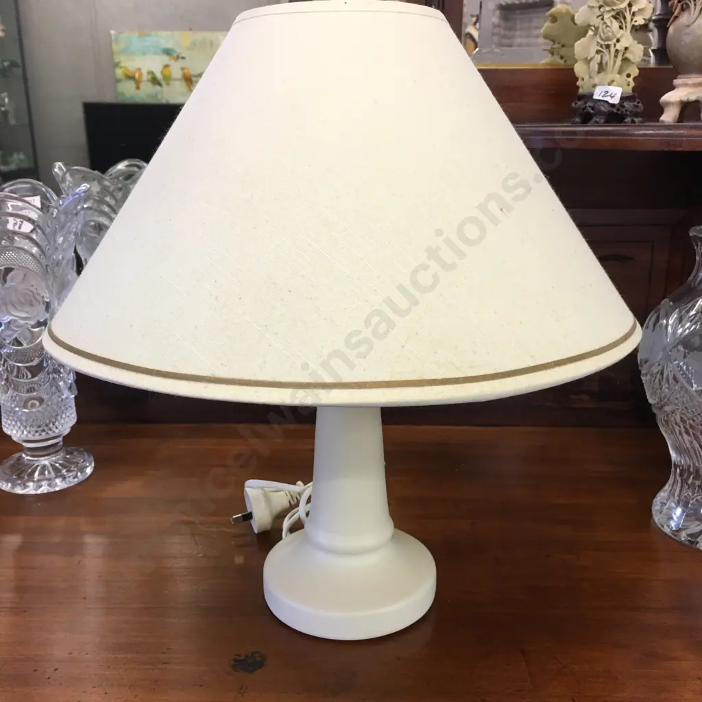 IBEX Table Lamp Cream Ceramic Base With Cream Shade H41cm. Image 1++