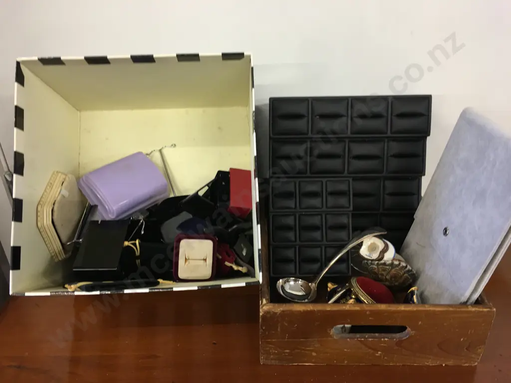 Selection Of Display Stands, Silver Spoons, Wooden Box Etc Image 1++