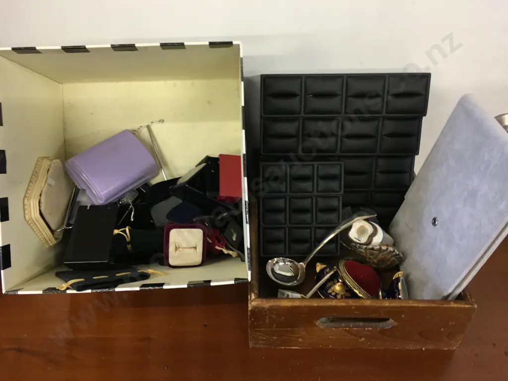 Selection Of Display Stands, Silver Spoons, Wooden Box Etc Image 1++