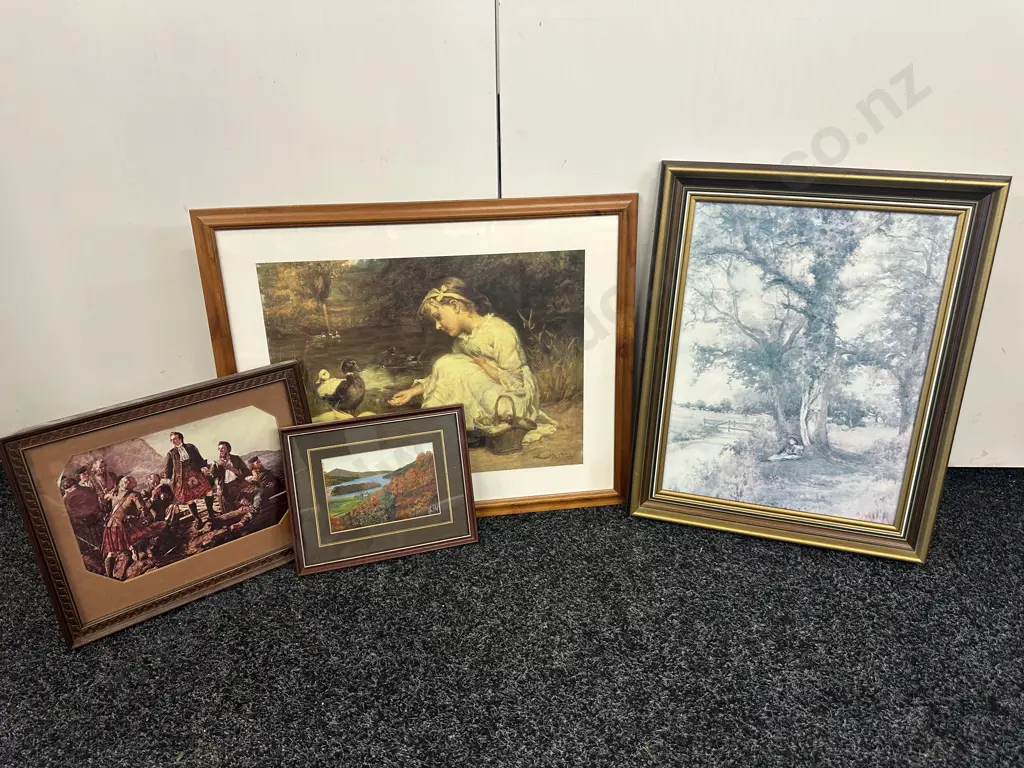 Selection Of Vintage Framed Artwork x4 Including 'Lochaber No More', Children By The Tillingbourne Etc Image 1++