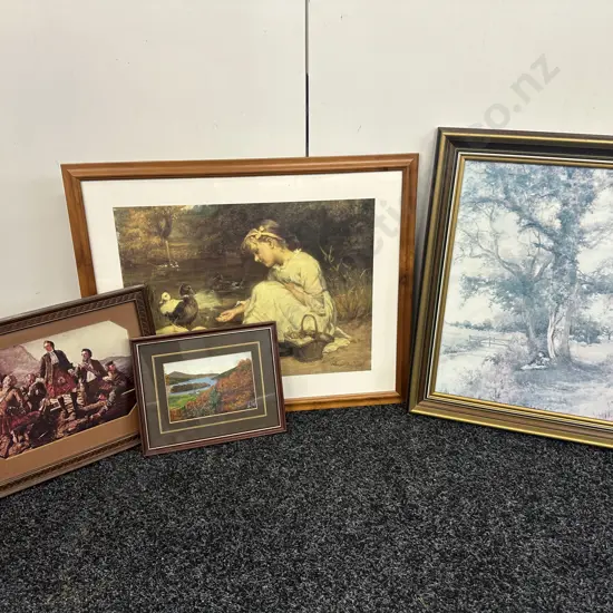 Selection Of Vintage Framed Artwork x4 Including 'Lochaber No More', Children By The Tillingbourne Etc
