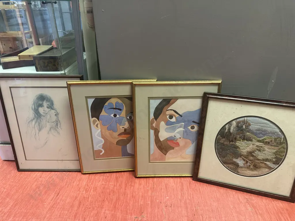 Selection of Four Framed Artworks Image 1++