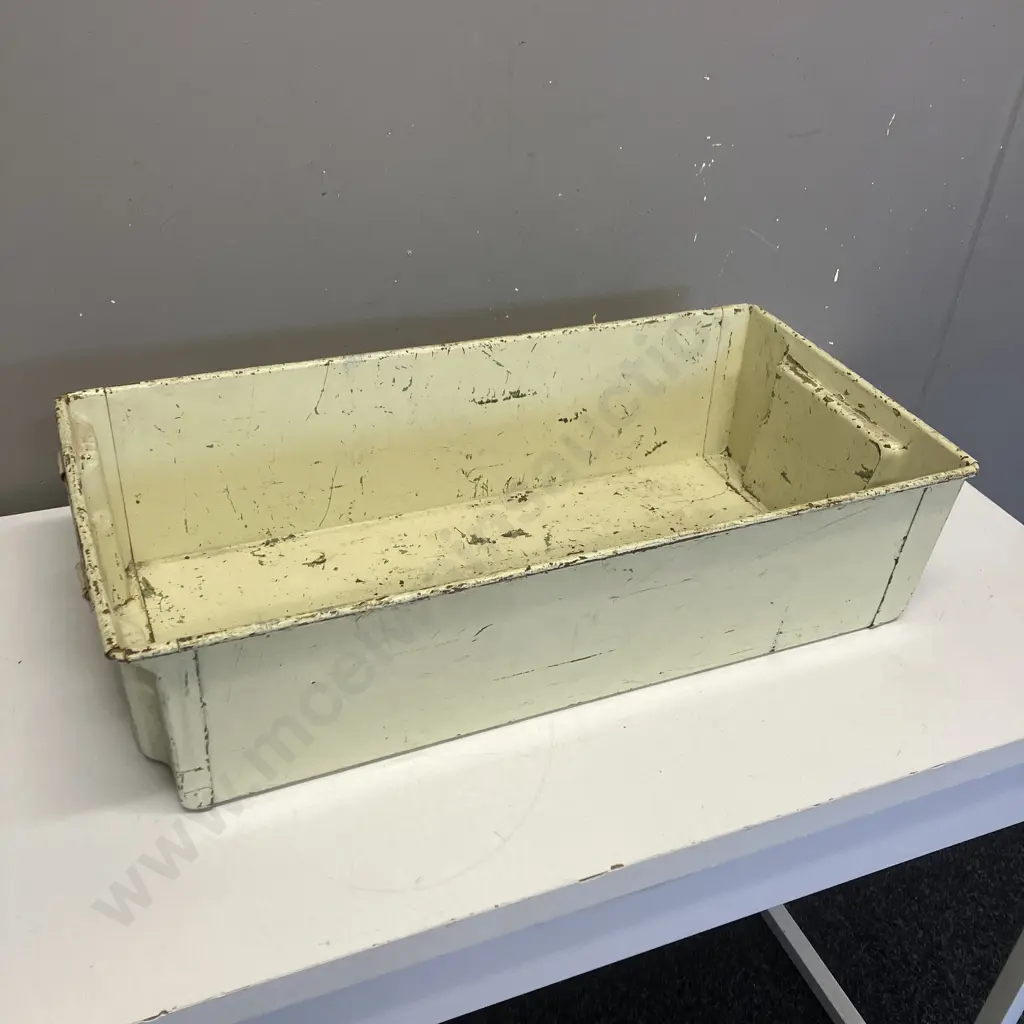 Genuine Fisholow ( Fisher & Ludlow ) Industrial Steel Storage Tin (England). H16 W61 D30.5cm Image 1++