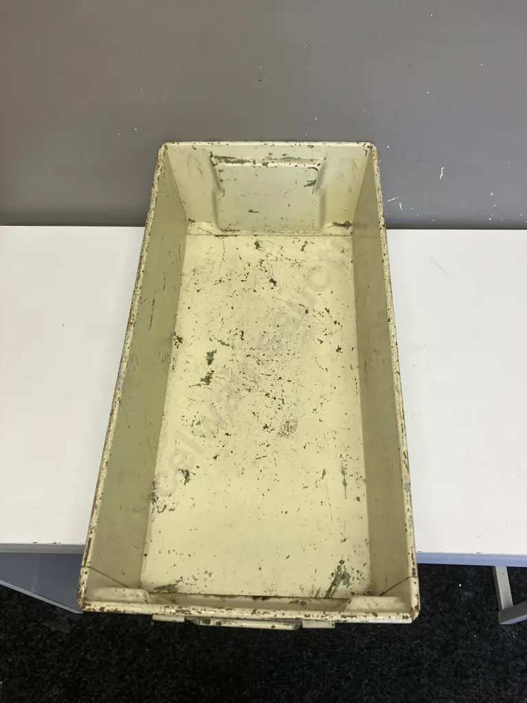 Genuine Fisholow ( Fisher & Ludlow ) Industrial Steel Storage Tin (England). H16 W61 D30.5cm Image 1++
