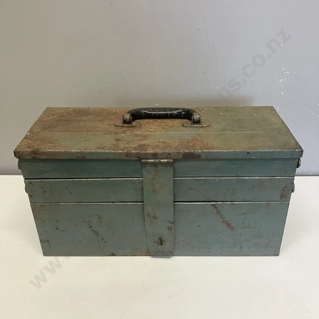 Steel Cantilevered Tool Box And Tools. H24 W46 D18cm Image 1++