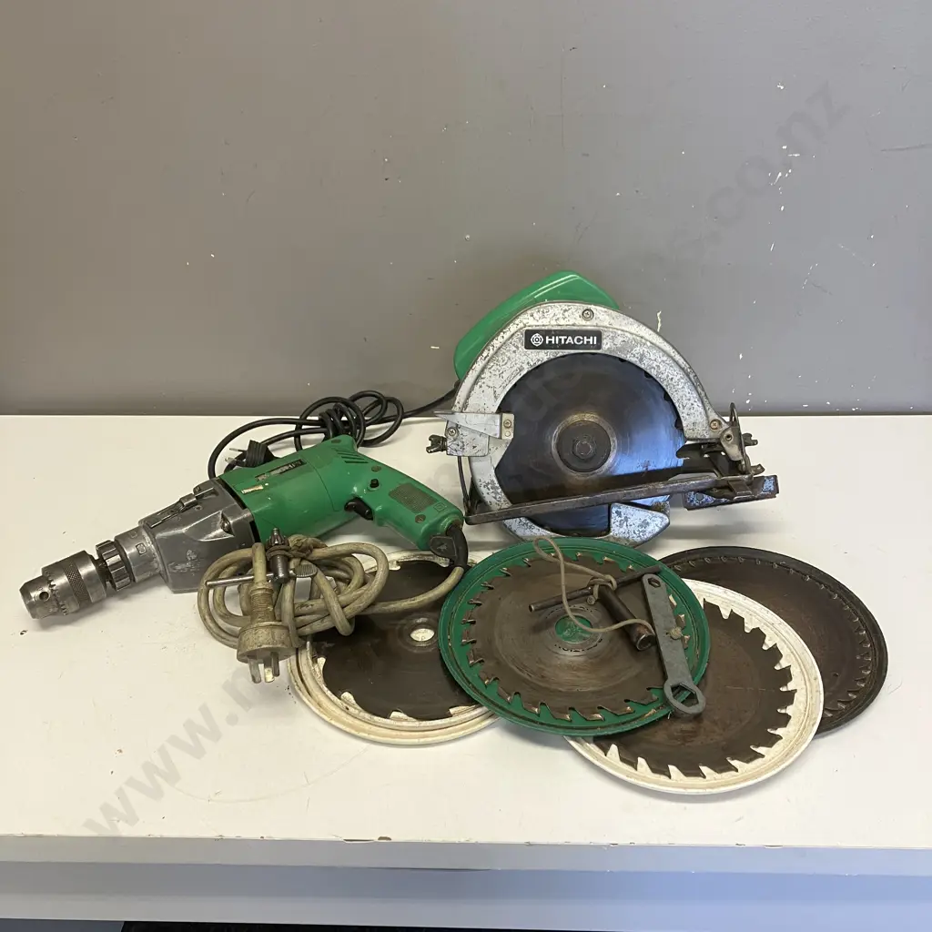 Hitachi C7SA 1100W 185mm Corded Circular Saw With Blades & Hitachi 420W Heavy Duty Impact Drill Image 1++