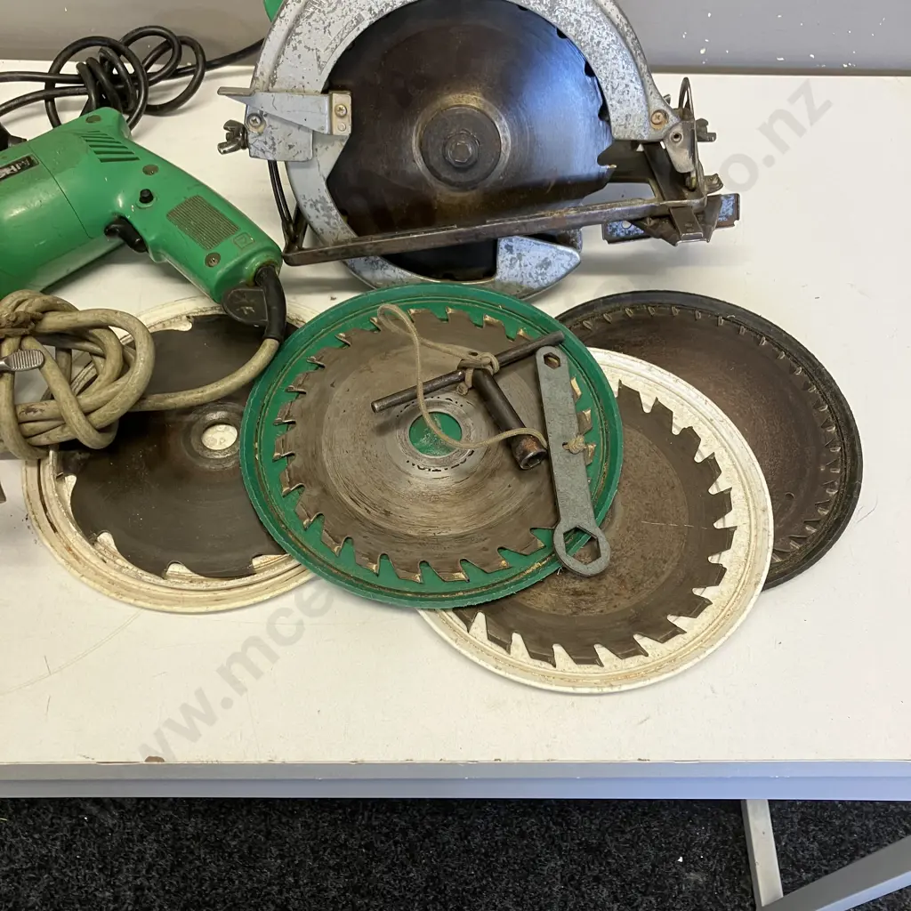 Hitachi C7SA 1100W 185mm Corded Circular Saw With Blades & Hitachi 420W Heavy Duty Impact Drill Image 1++