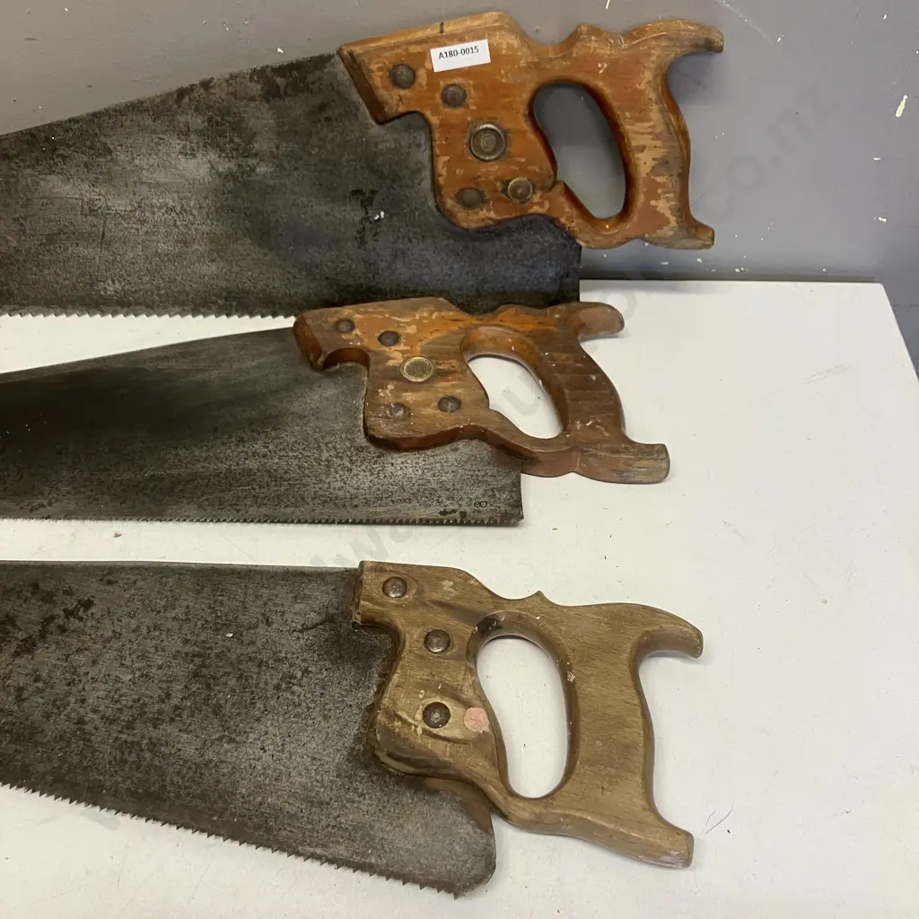 Pair of Disston D-8 Handsaws USA Medallions & Unnamed Handsaw Image 1++