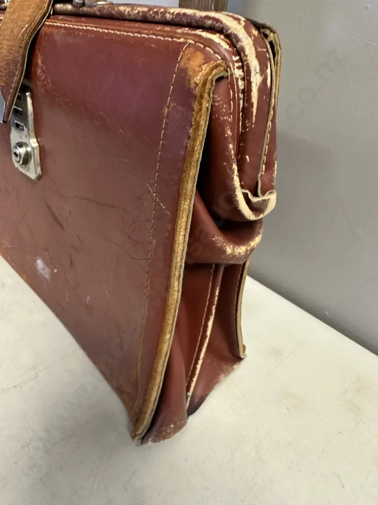 Vintage Briefcase (As Found) & Oak Picture Frame 76 x 38cm Image 1++