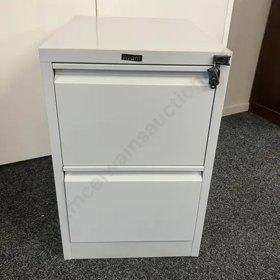 Avant Light Grey 2 Drawer Metal Filing Cabinet With Keys. H72 W47 D62cm