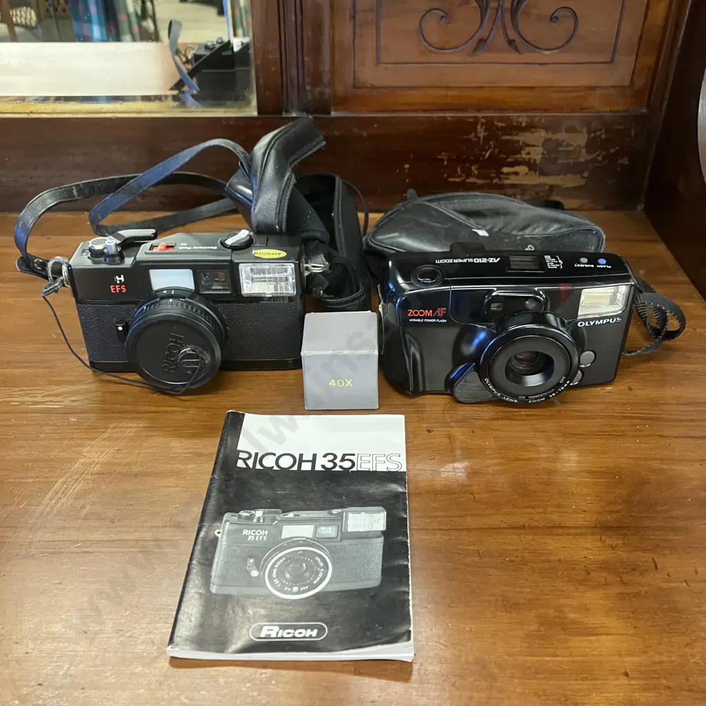 Olympus Az-210 Superzoom AF 35mm Film Camera, Ricoh 35EFS Point & Shoot Film Camera With Manual Image 1++