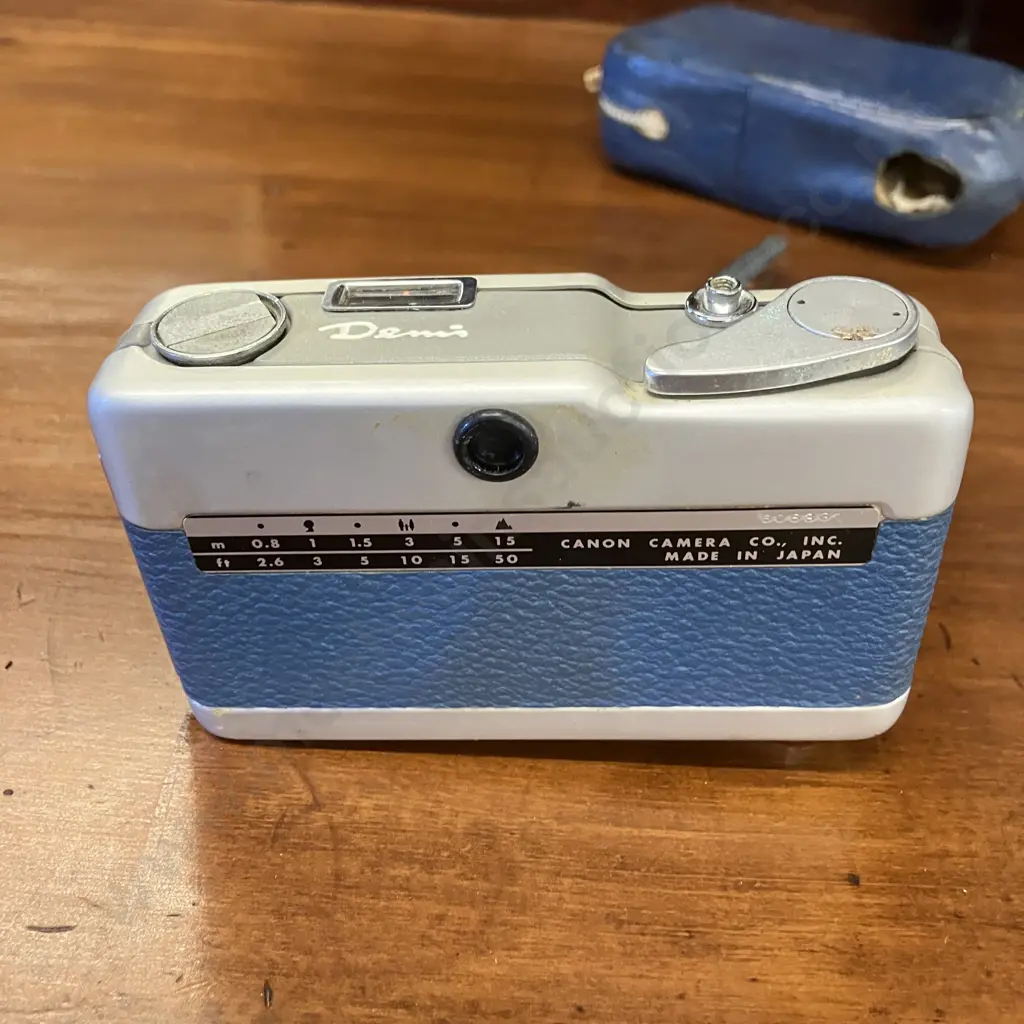 Canon Demi Sky Blue Half Frame Film Camera 28mm f/2.8 Lens With Carry Case - JAPAN 1960s Image 1++