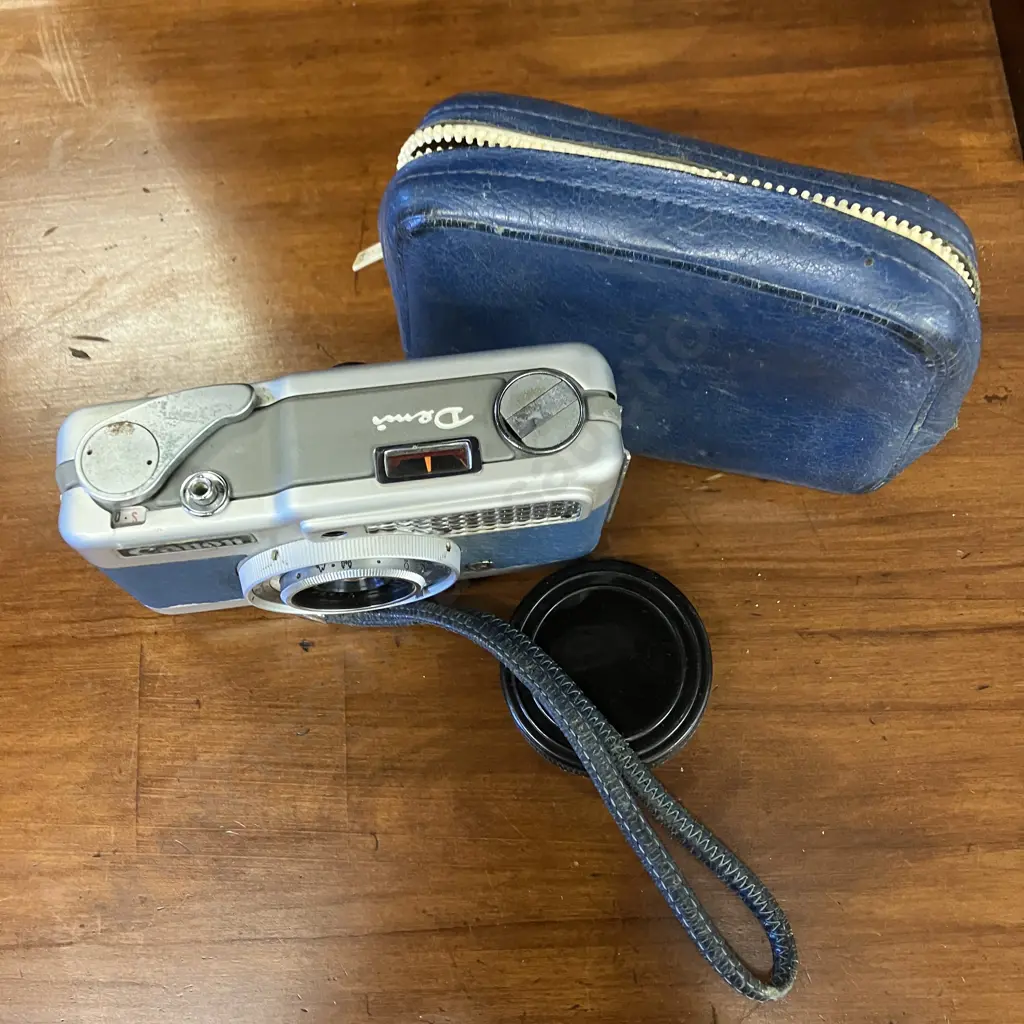 Canon Demi Sky Blue Half Frame Film Camera 28mm f/2.8 Lens With Carry Case - JAPAN 1960s Image 1++