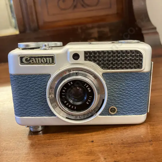 Canon Demi Sky Blue Half Frame Film Camera 28mm f/2.8 Lens With Carry Case - JAPAN 1960s