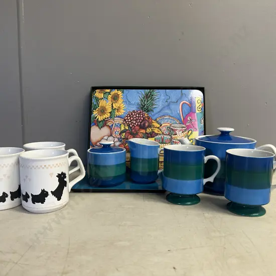 Retro Blue & Green Teaset, Jason Placemats & Scotty Dog Cups