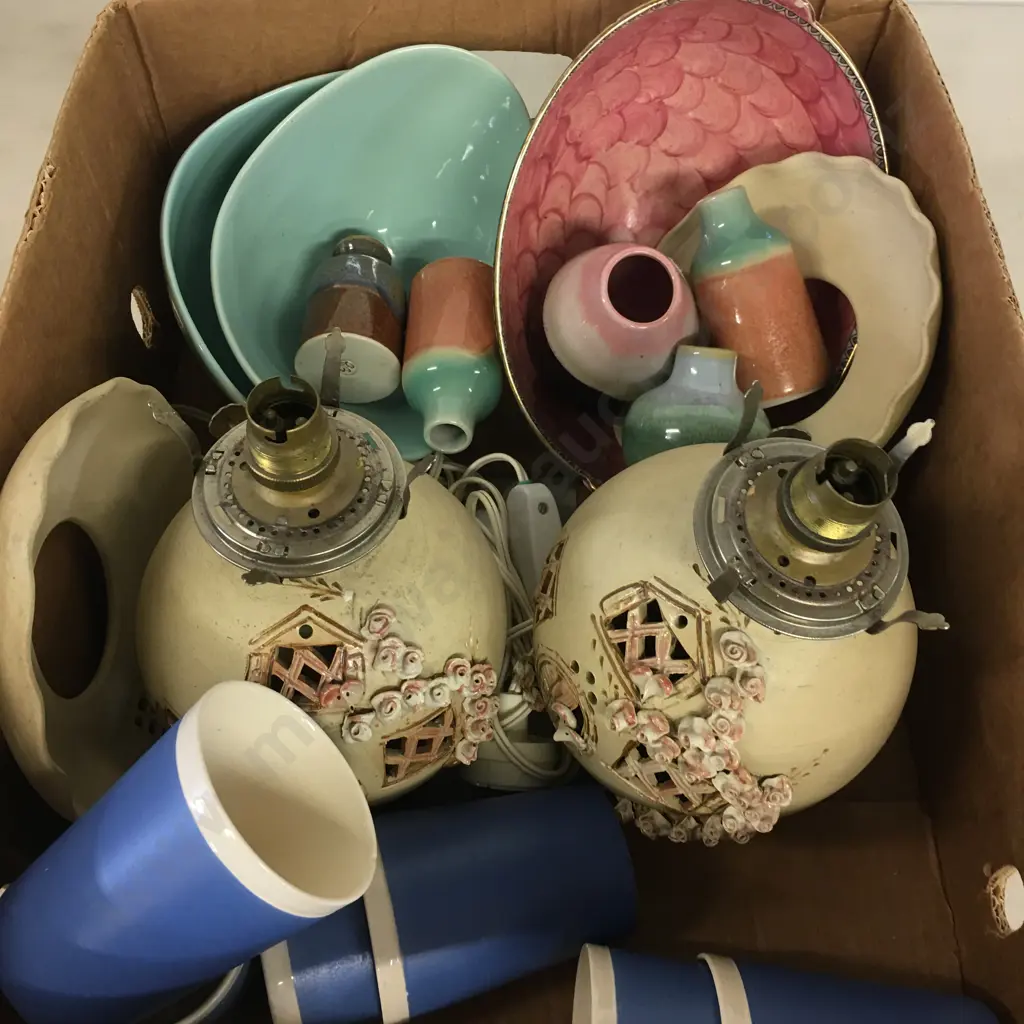 Assorted China & Pottery Items (as found) Including Wave Bowls, English Mugs Etc Image 1++