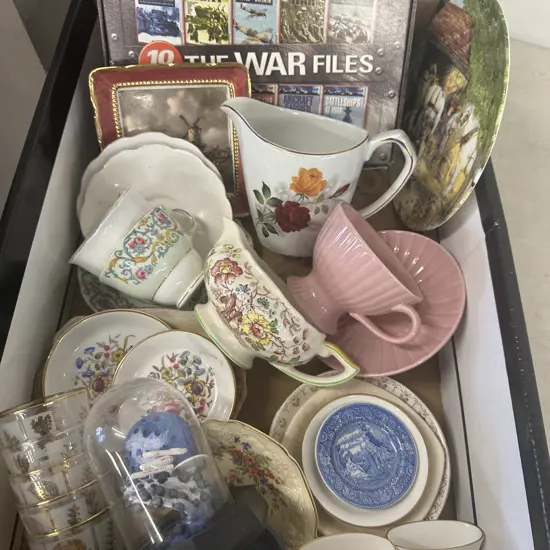 Assorted China Items Including Royal Doulton, Etc, Damaged Star Trek Glass Dome Figurine, War Files DVD Boxset