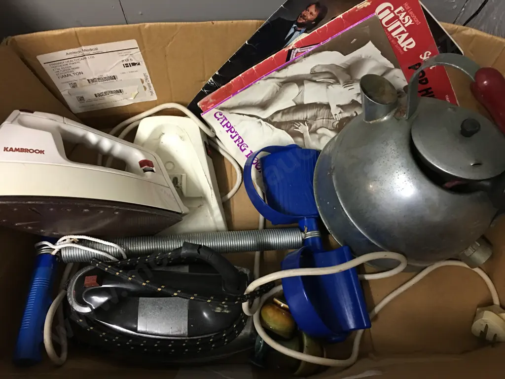 Assorted Vintage Items Including Kettle, Iron & Music Booklets Image 1++