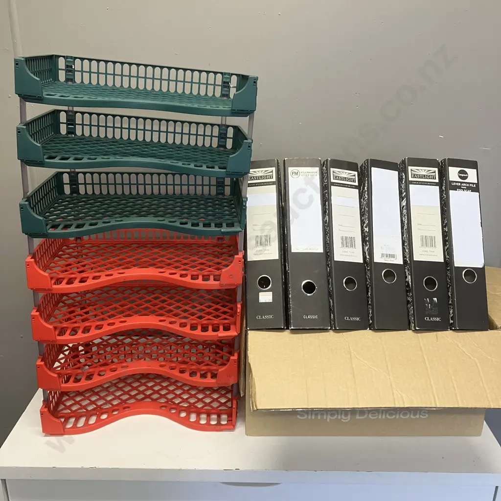 Document Trays & Box Of Lever Arch Folders Image 1++