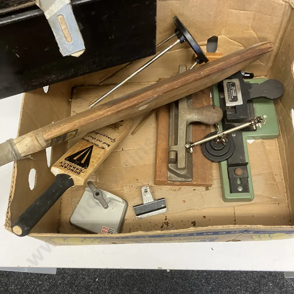 Box Lot Bats, Metal Tin, Hole Punches Etc Image 1++