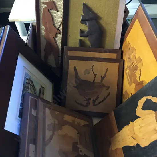 Vintage Art Work Including Wooden Detail Etc