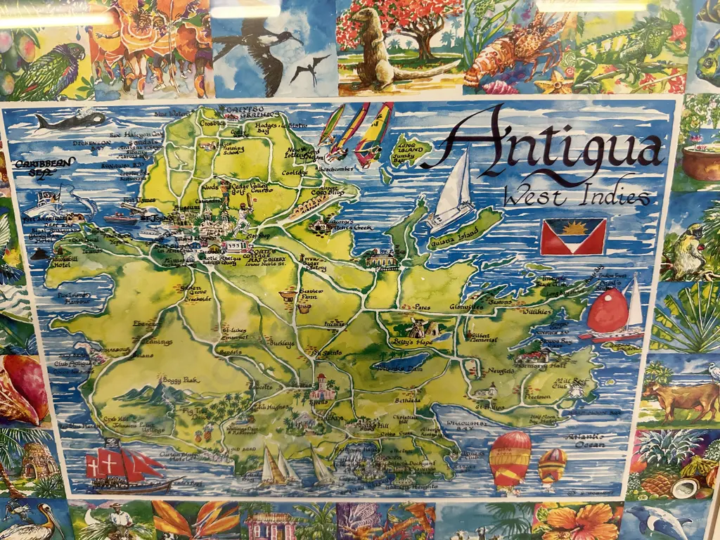 Framed Artwork 'Antigua' West Indies H48,W59cm. Image 1++