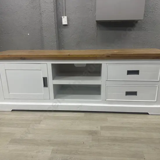 Melve Country Cottage / Coastal Chic Entertainment Unit, Solid Pine, Recycled Top. H60 W177 D48cm