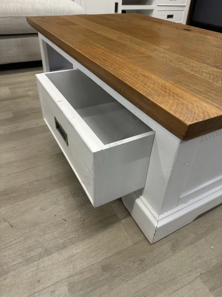 Melve Country Cottage / Coastal Chic Coffee Table, Solid Pine, Recycled Top. H40 W120 D70cm Image 1++