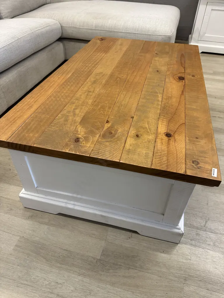 Melve Country Cottage / Coastal Chic Coffee Table, Solid Pine, Recycled Top. H40 W120 D70cm Image 1++