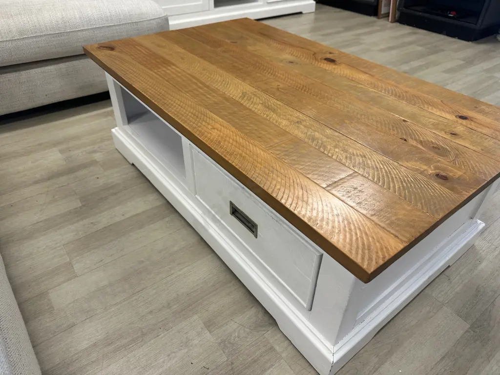 Melve Country Cottage / Coastal Chic Coffee Table, Solid Pine, Recycled Top. H40 W120 D70cm Image 1++