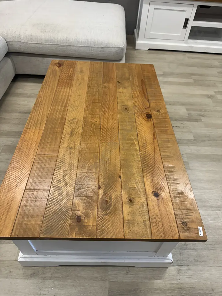 Melve Country Cottage / Coastal Chic Coffee Table, Solid Pine, Recycled Top. H40 W120 D70cm Image 1++