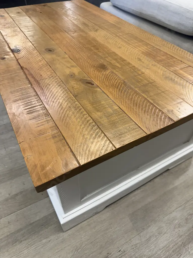 Melve Country Cottage / Coastal Chic Coffee Table, Solid Pine, Recycled Top. H40 W120 D70cm Image 1++