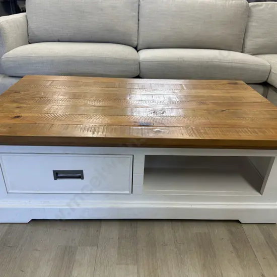 Melve Country Cottage / Coastal Chic Coffee Table, Solid Pine, Recycled Top. H40 W120 D70cm