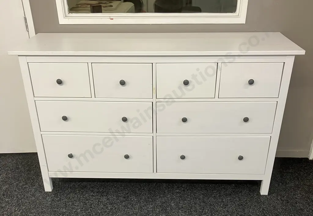 IKEA 8 Drawer White Dresser. H96 W159 D50cm Image 1++