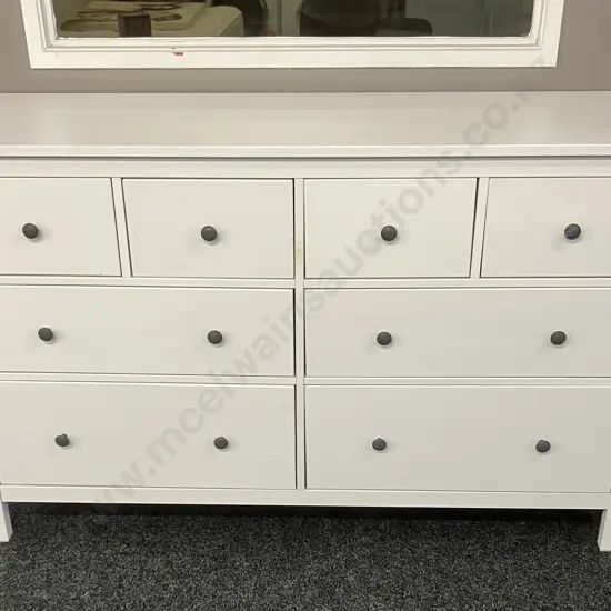 IKEA 8 Drawer White Dresser. H96 W159 D50cm