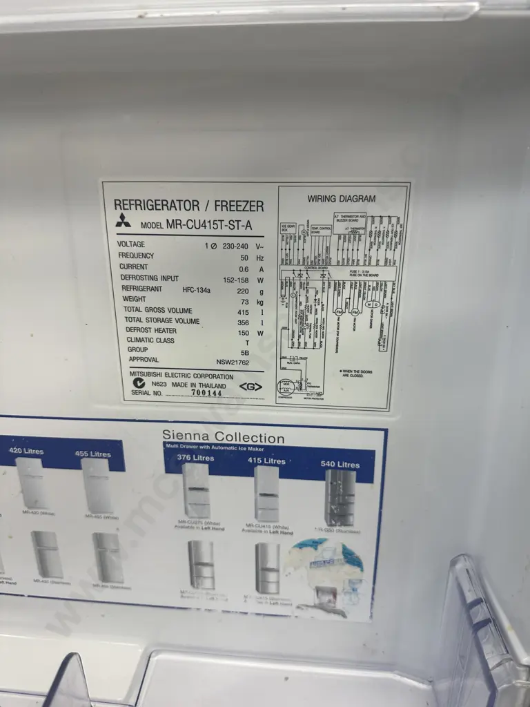 Mitsubishi Electric 415L Multi Drawer Fridge Freezer - Stainless Steel, Model MR-CU415T-ST-A Image 1++
