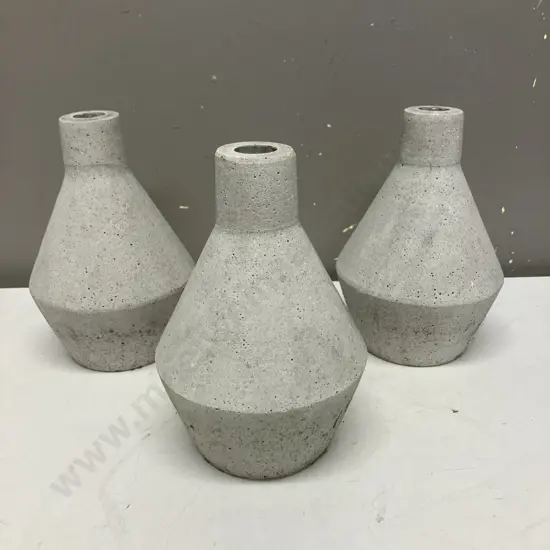 Set of Three Concrete Candle Holders. 19cm