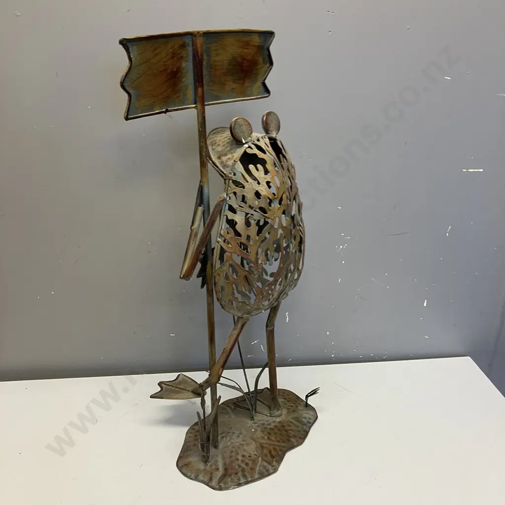 Tin Frog "Welcome" Garden Art. H63cm Image 1++