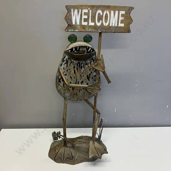 Tin Frog "Welcome" Garden Art. H63cm