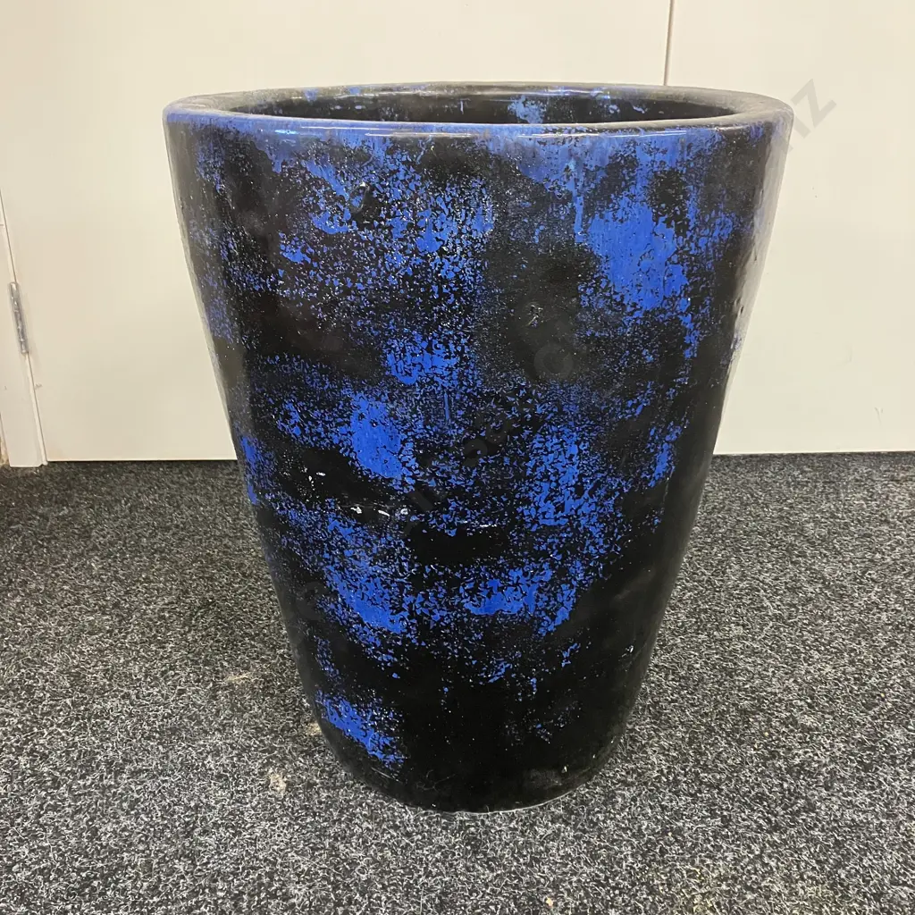 Large Black & Blue Glazed Terracotta Plant Pot. 53 x 43cm Image 1++