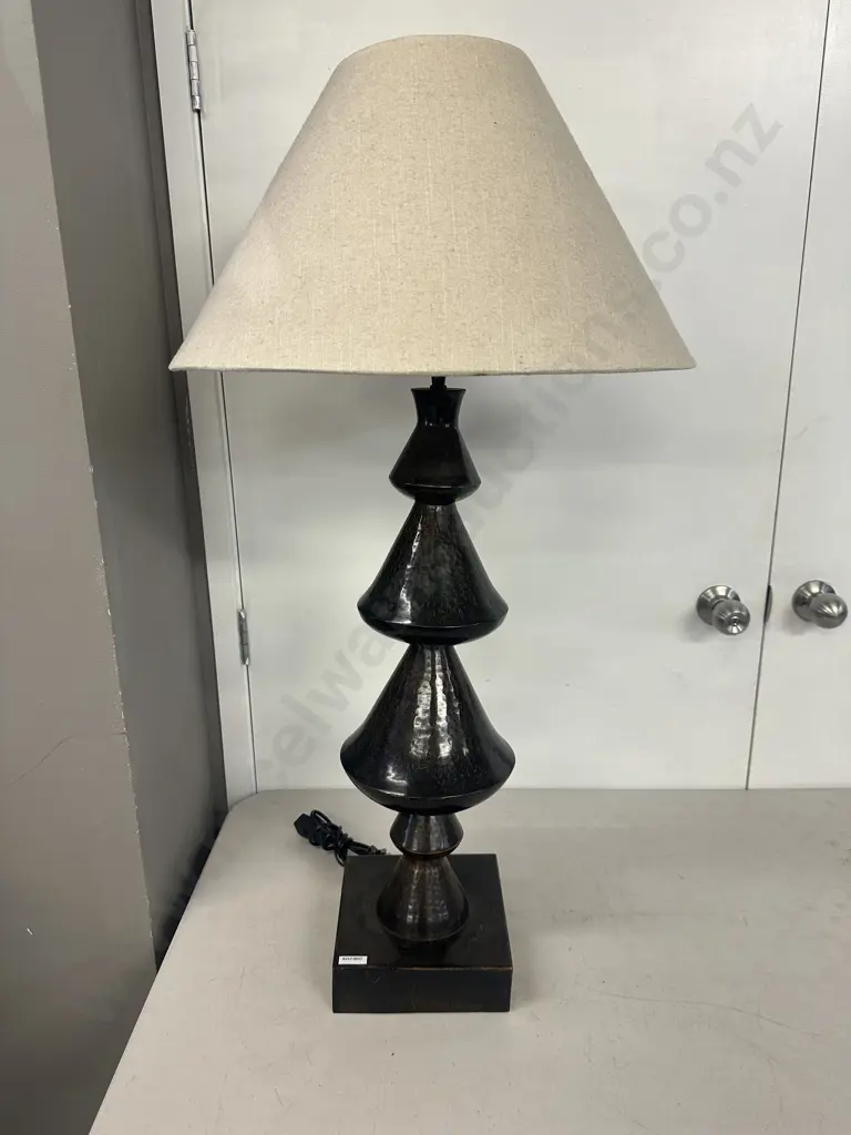 Swedish Elit AB Style Metal Table Lamp With Cream Fabric Shade. H98cm Image 1++