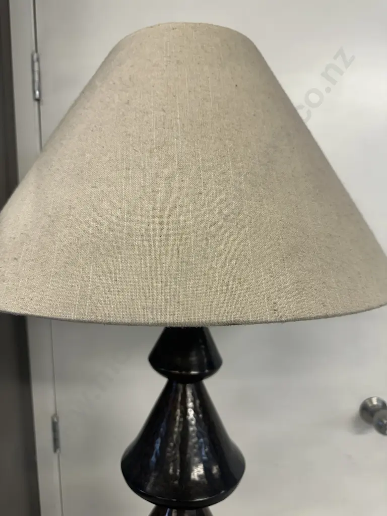 Swedish Elit AB Style Metal Table Lamp With Cream Fabric Shade. H98cm Image 1++