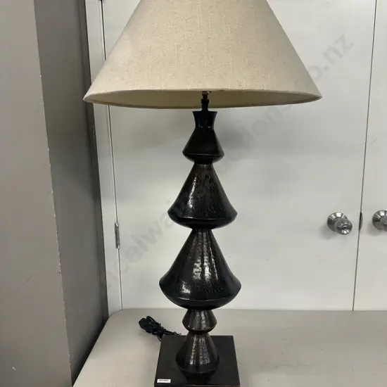 Swedish Elit AB Style Metal Table Lamp With Cream Fabric Shade. H98cm