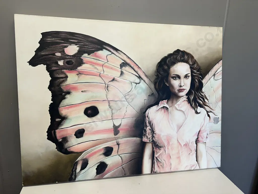 Picture On Canvas Woman With Butterfly Wings. 77 x 102cm Image 1++