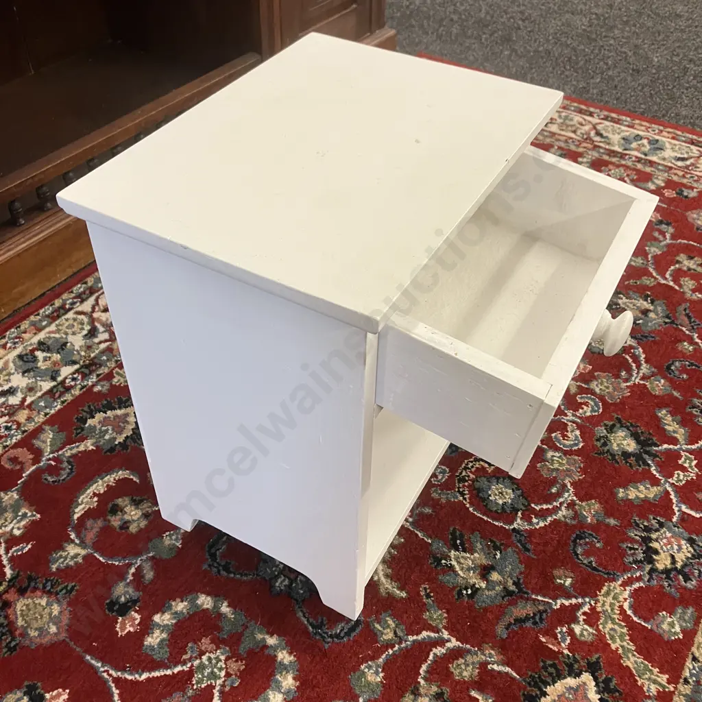 White Single Drawer Bedside. H45 W38 D28cm Image 1++