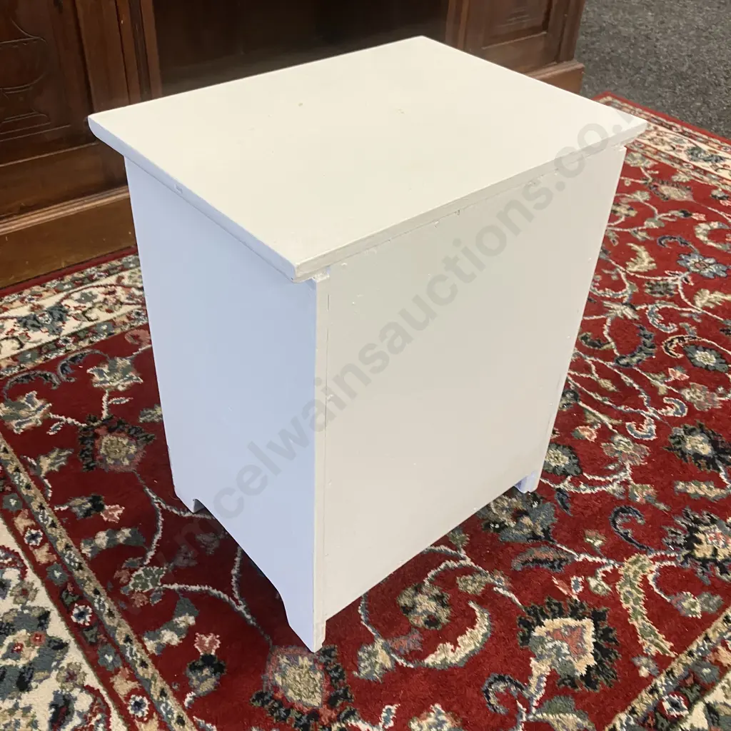 White Single Drawer Bedside. H45 W38 D28cm Image 1++