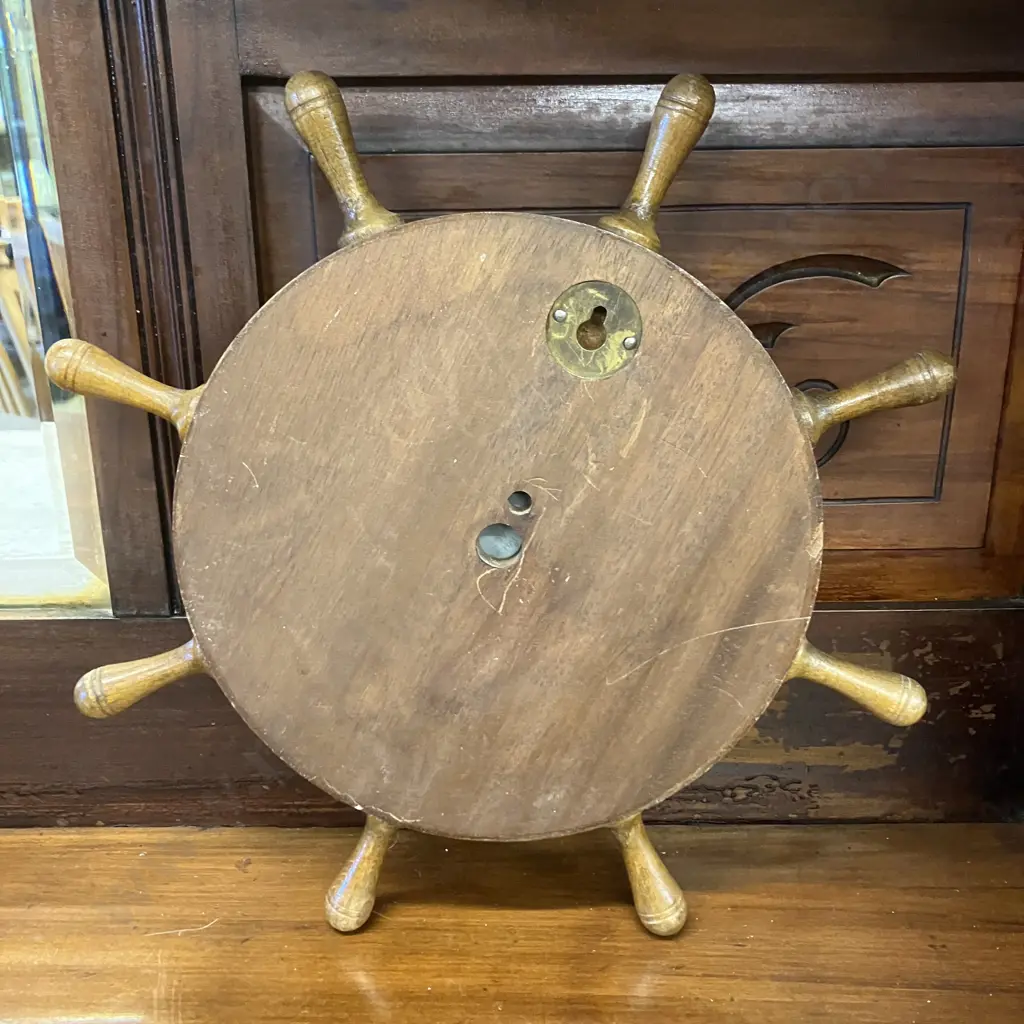 Vintage Ships Wheel Shortland Smiths SB Compensated Barometer With Solid Oak Casing, Mid Century, Made In England.27cm Image 1++