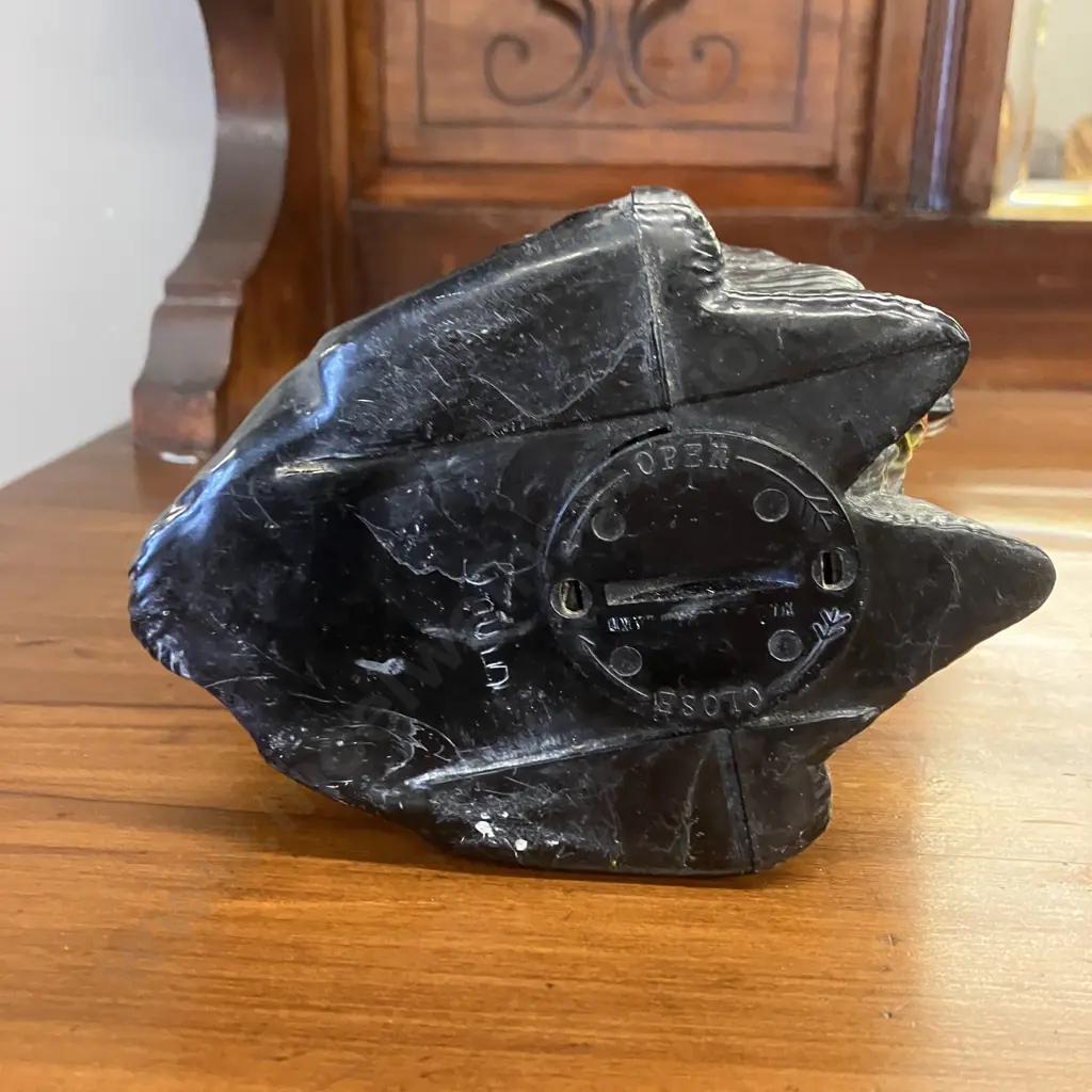 1940s Vintage Celluloid Black Hard Plastic SCOTTIE DOG (Scottish Terrier) Money Box - England Image 1++